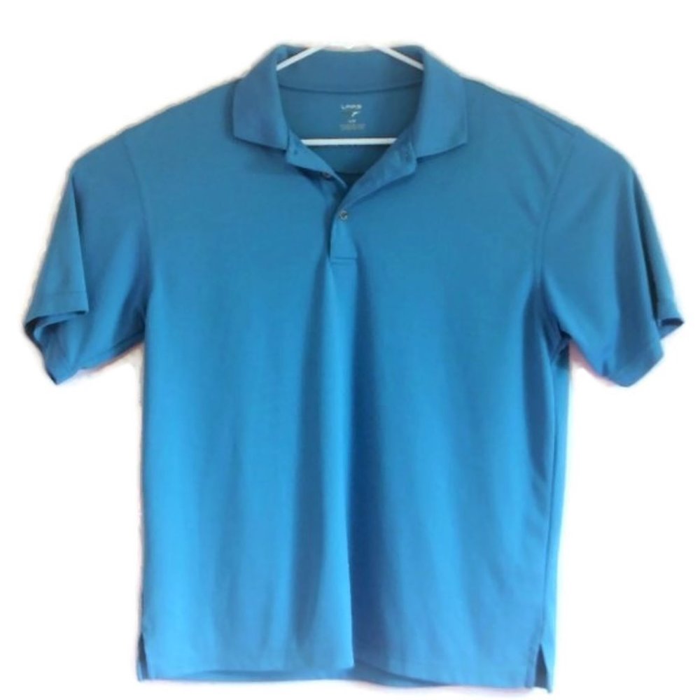 Mens Links Edition Teal Blue Golf Polo Shirt - L